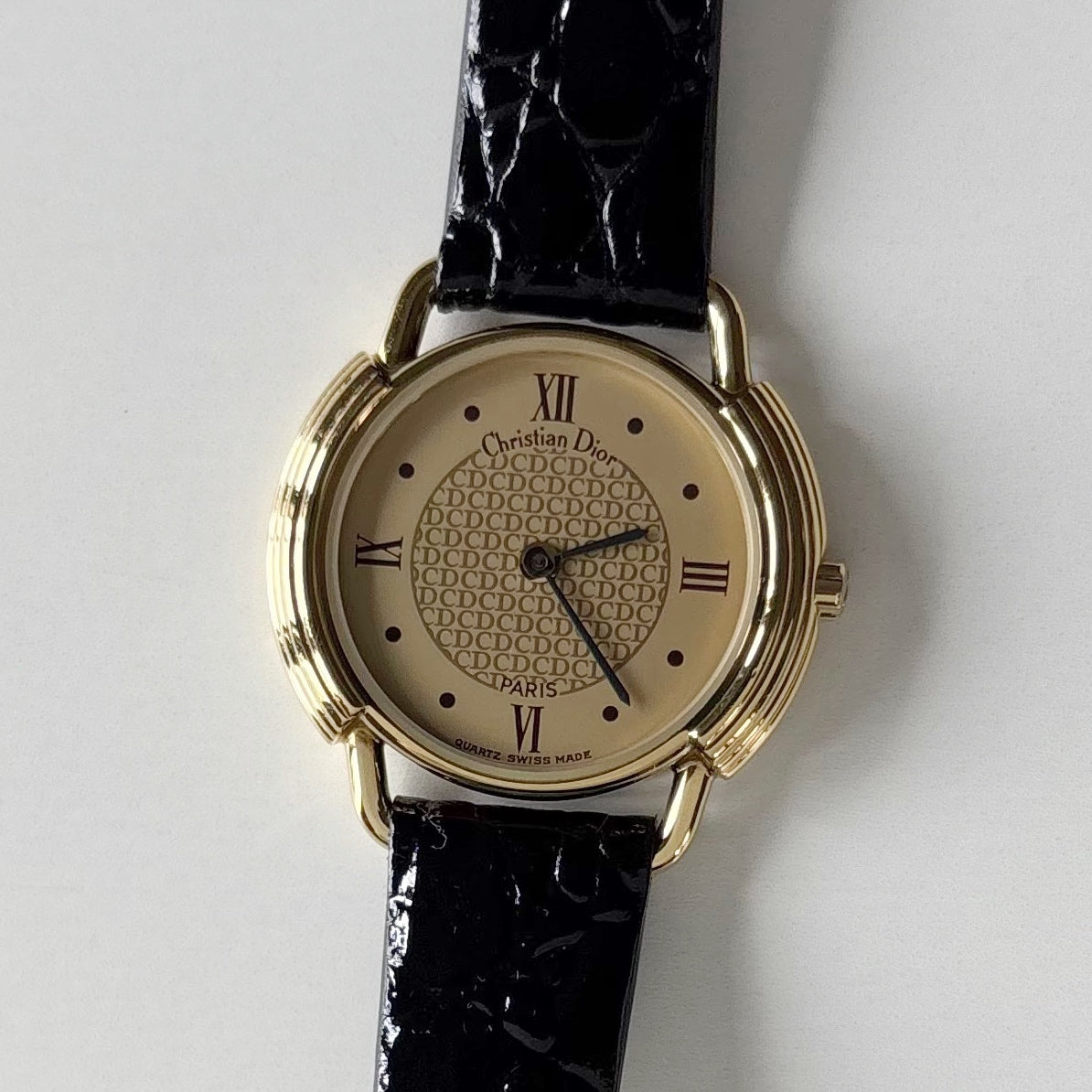Dior 1990s Round Dial Gold Plated Watch