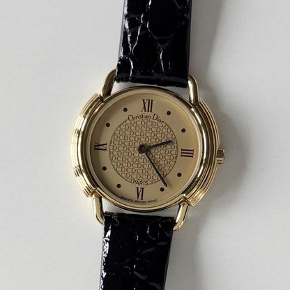 Dior 1990s Round Dial Gold Plated Watch