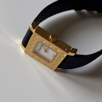Dior 1990s La Parisienne Interchangeable Strap Gold Plated Watch with 3 straps