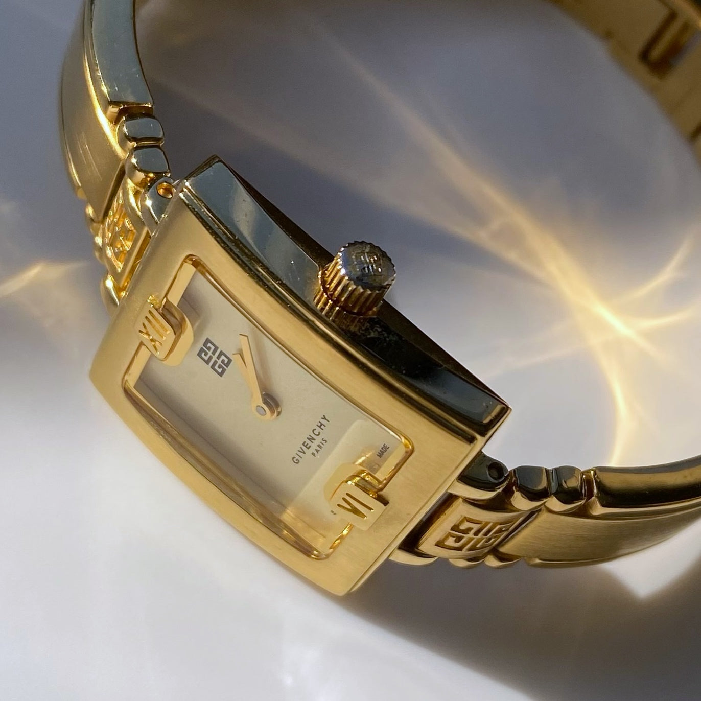 Givenchy 1990s Square Gold Plated Watch