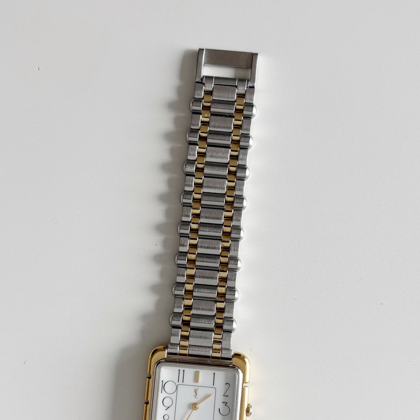 Yves Saint Laurent 1990s Square Dial Two Tone Watch
