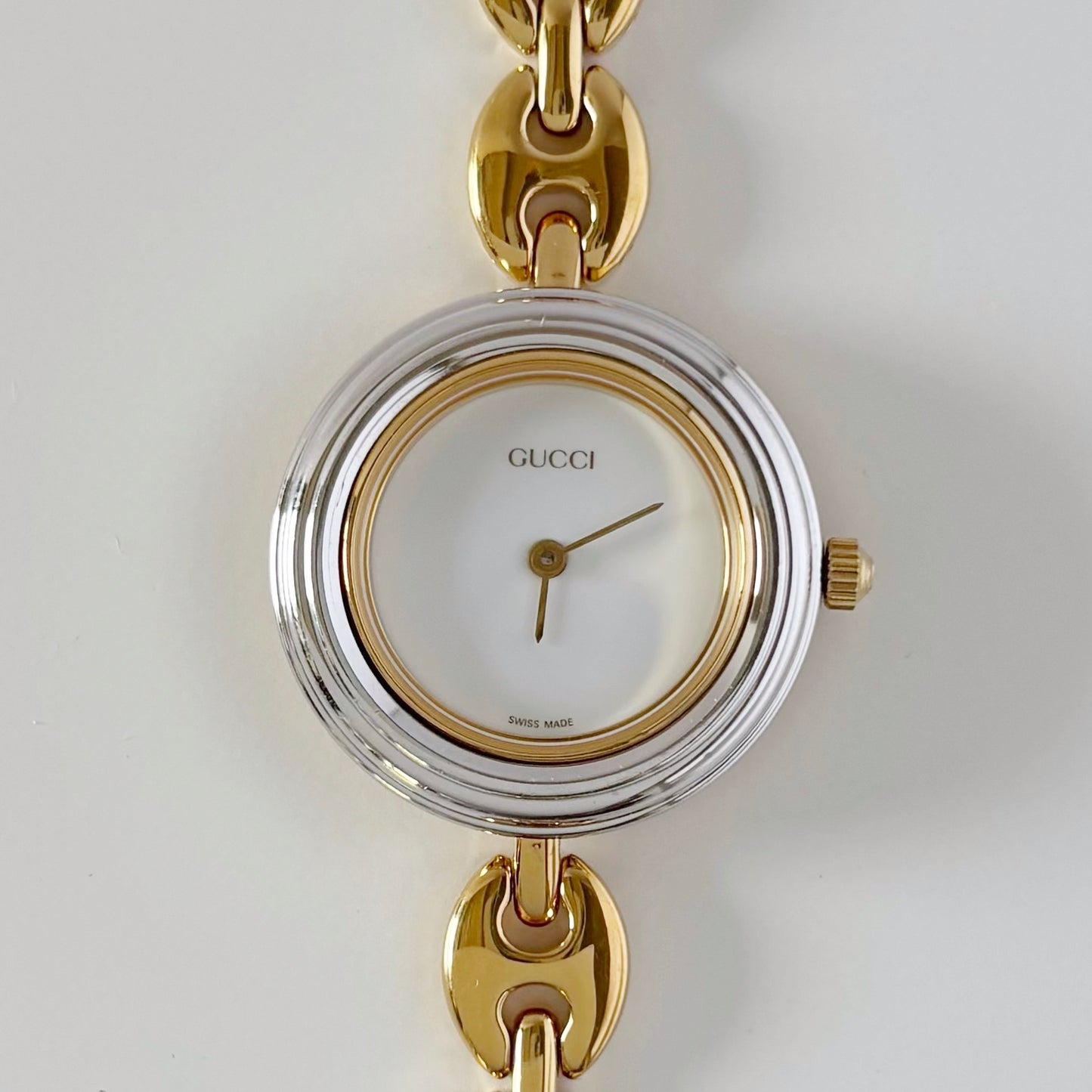 Gucci 1990s Interchangeable Bezel Gold Plated Watch with 6 bezels, case (165mm)