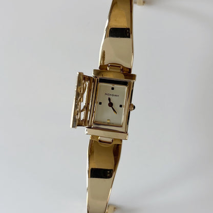 Yves Saint Laurent 1990s Peek a boo Gold Plated Bangle Watch