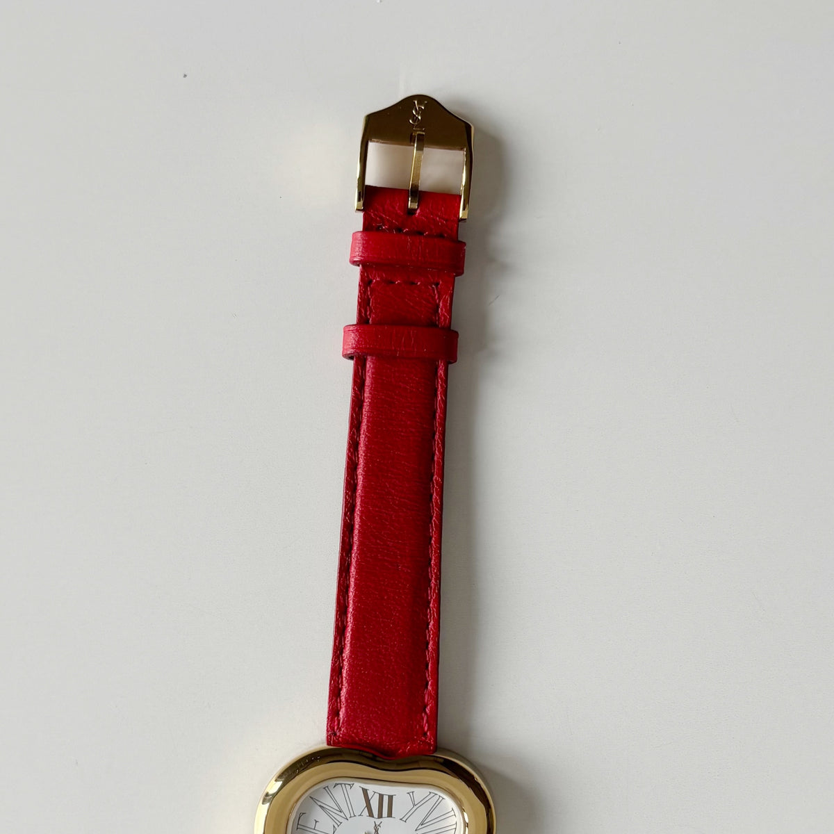 Yves Saint Laurent 1990s Heart Dial Gold Plated Red Watch