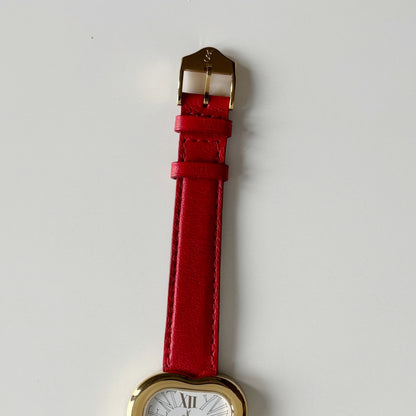 Yves Saint Laurent 1990s Heart Dial Gold Plated Red Watch