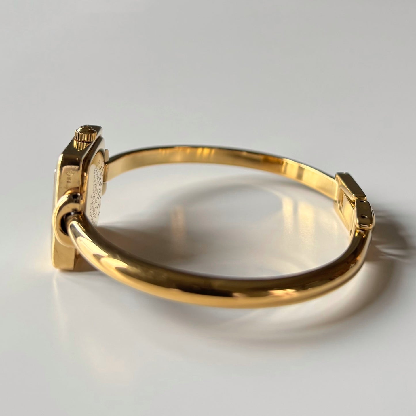 Gucci 1990s Square Dial Gold Plated Bangle Watch