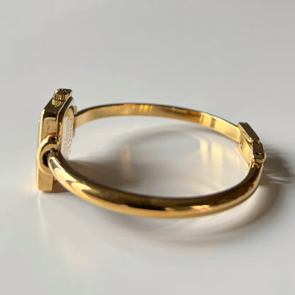Gucci 1990s Square Dial Gold Plated Bangle Watch