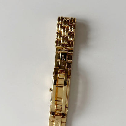 Fendi 1990s Rectangular White Dial Gold Plated Watch