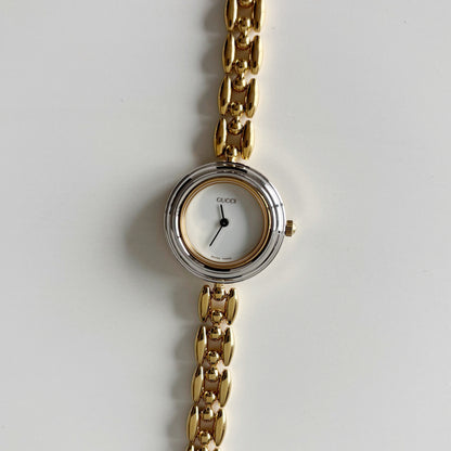 Gucci 1990s Interchangeable Bezel Gold Plated Watch with 6 bezels, case (160mm)