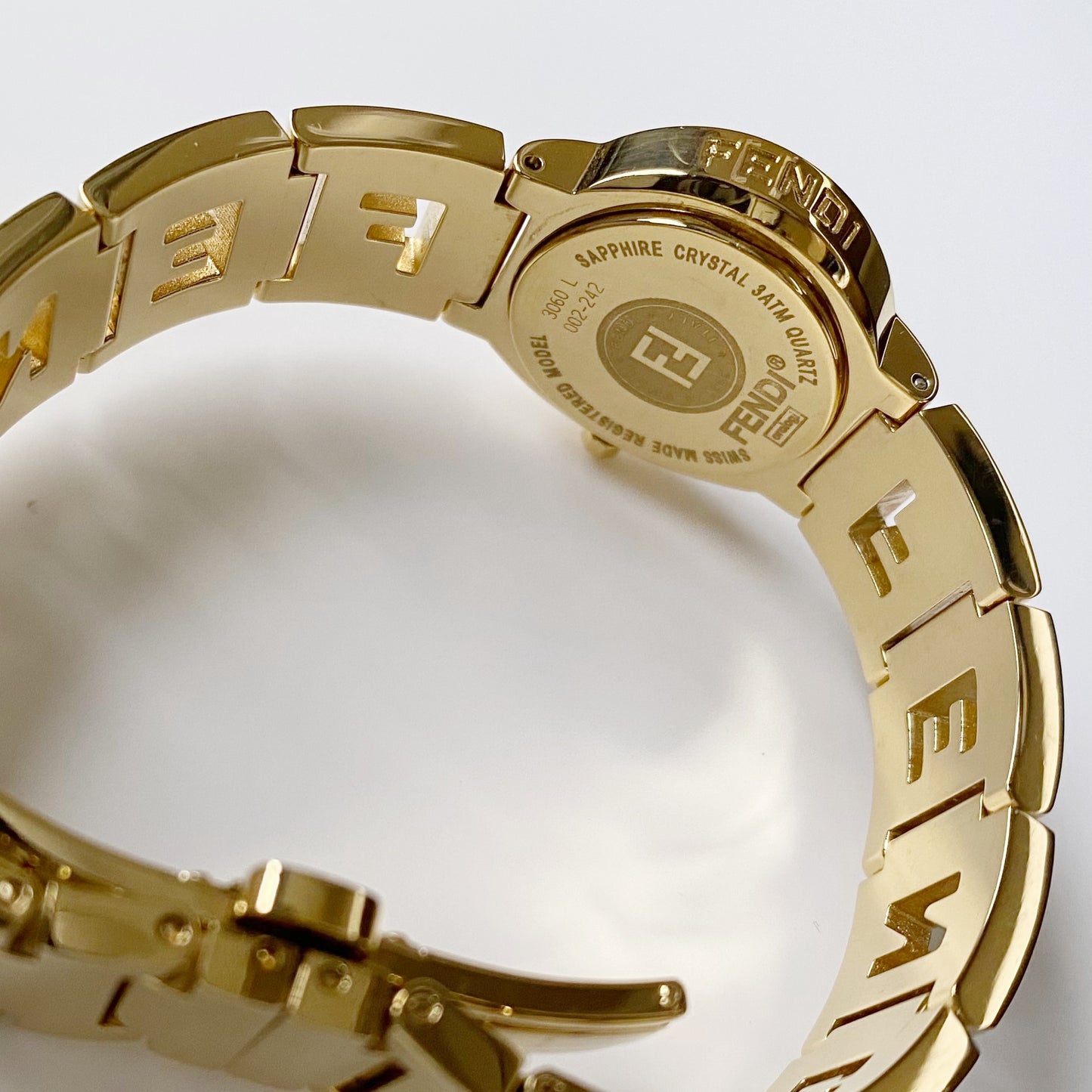 Fendi 1990s Black Dial Gold Plated Watch