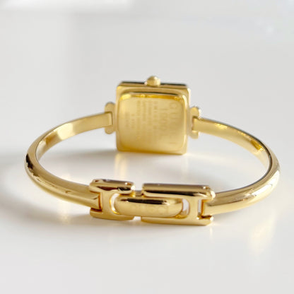 Gucci 1990s Square Dial Gold Plated Bangle Watch (Small)