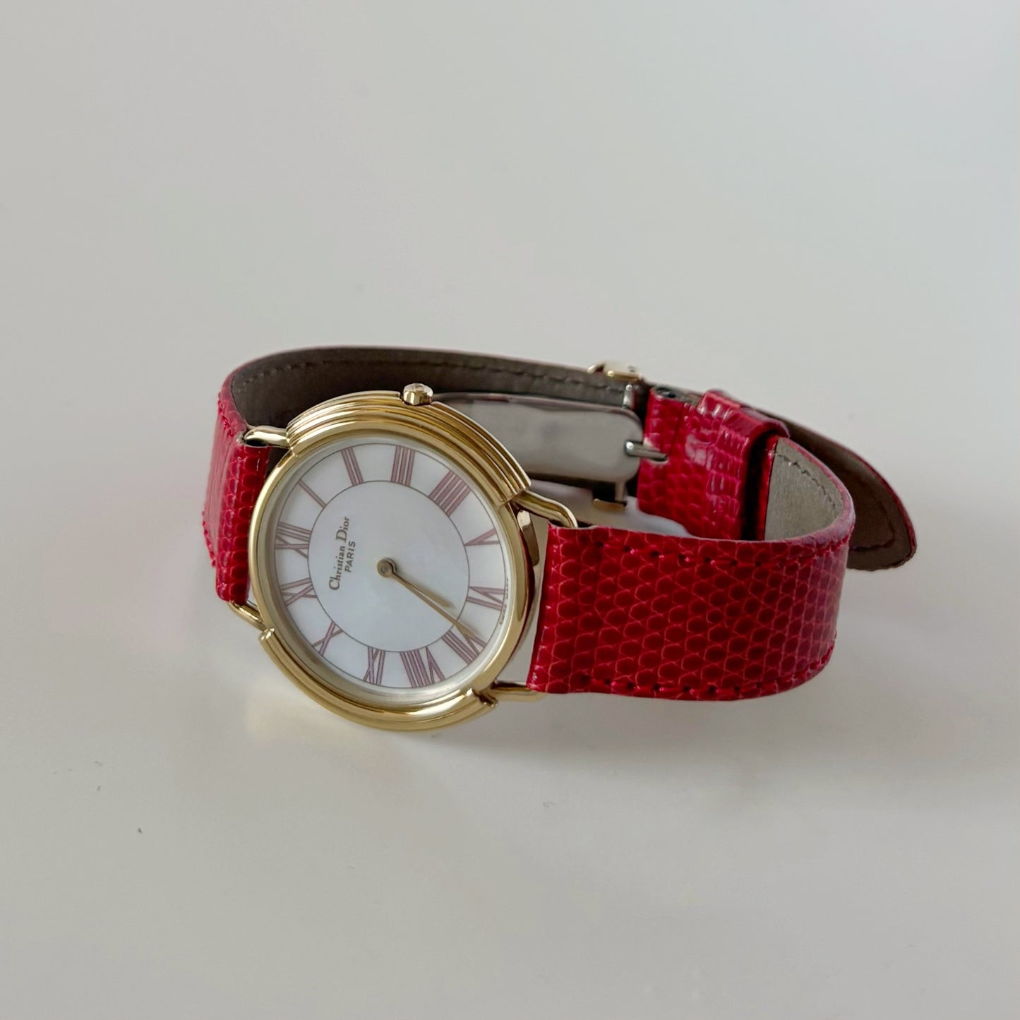 Dior 1990s Seashell Dial Round Gold Plated Watch (Large)
