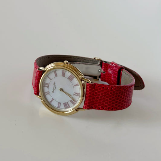 Dior 1990s Seashell Dial Round Gold Plated Watch (Large)