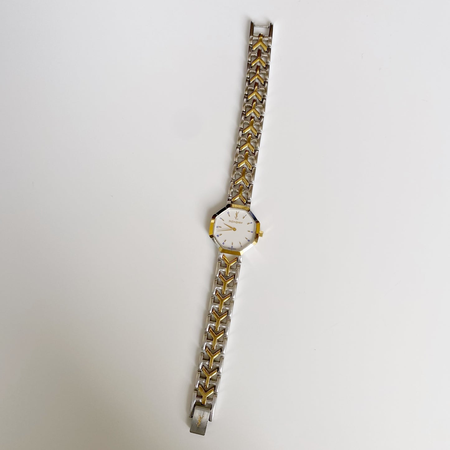 Yves Saint Laurent 1990s Octagon Two Tone Watch