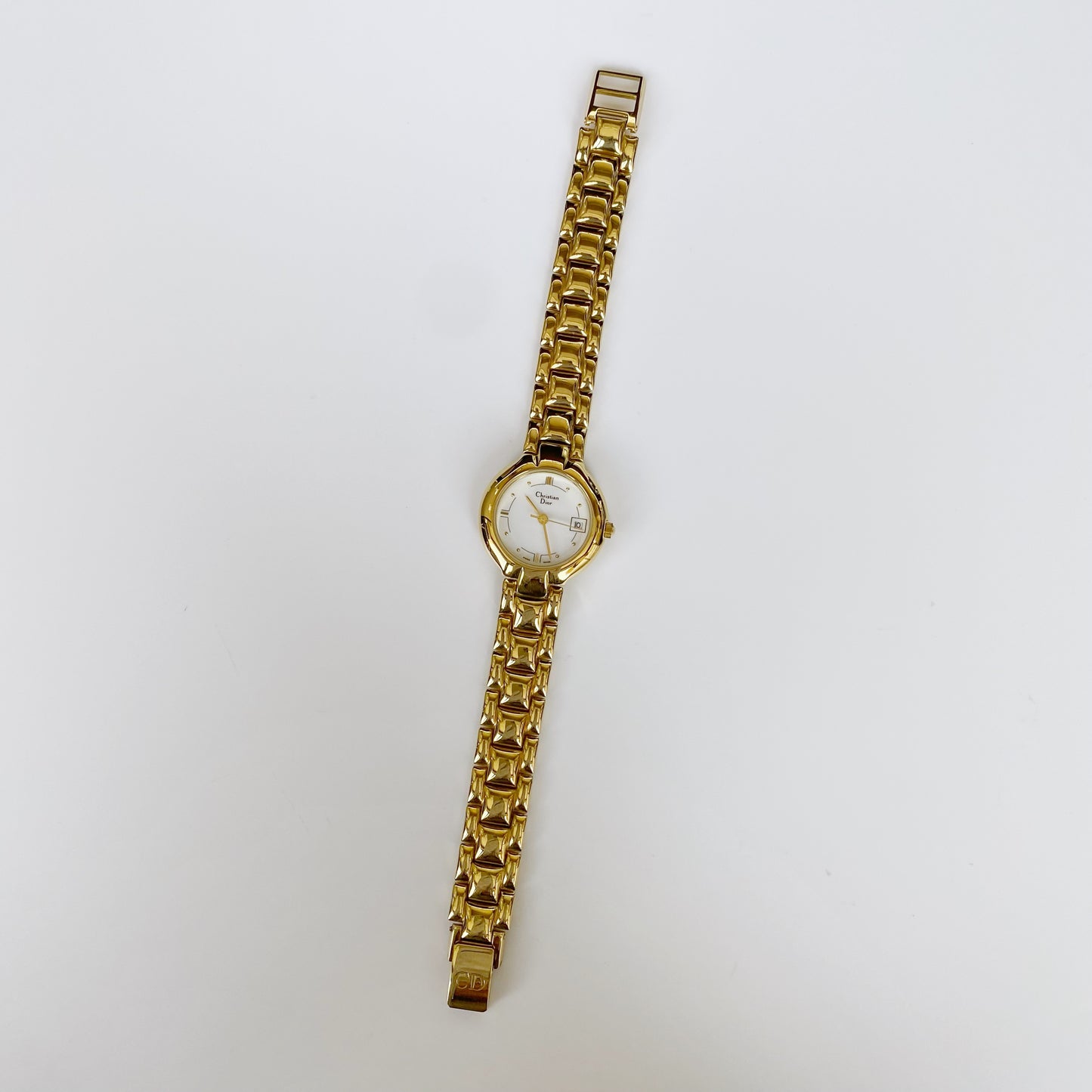 Dior 1990s Gold Plated Round Watch