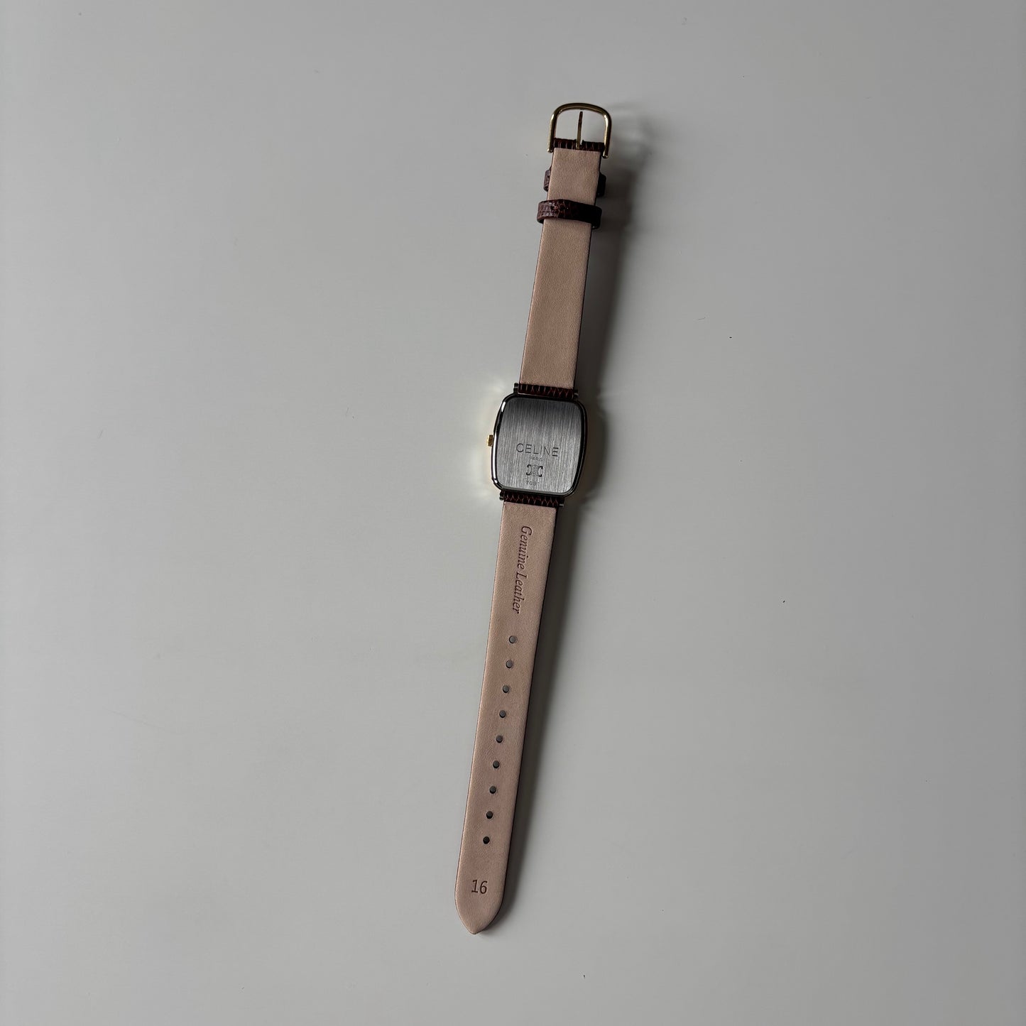Celine 1980s Rectangular Dial Two Tone Watch (Large)