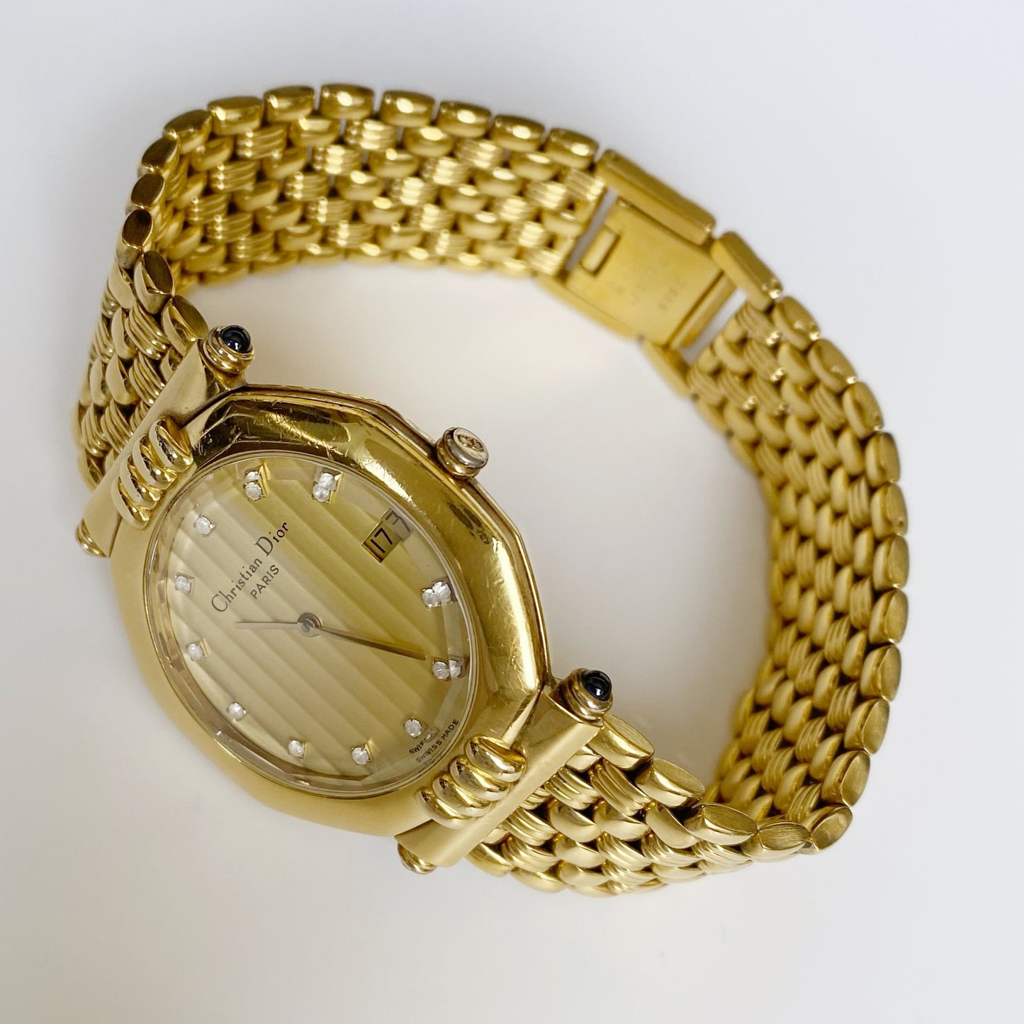 Dior 1990s Octagon Gold Plated Watch