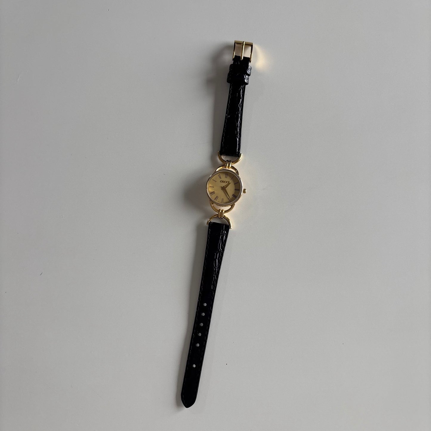 Gucci 1990s Gold Dial Horsebit Gold Plated Watch
