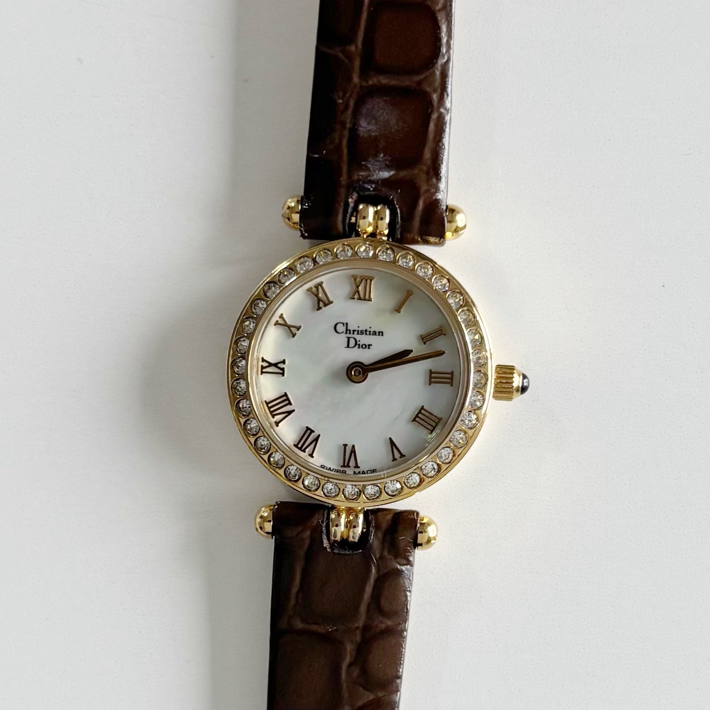 Dior 1990s Seashell Round Dial Gold Plated Watch