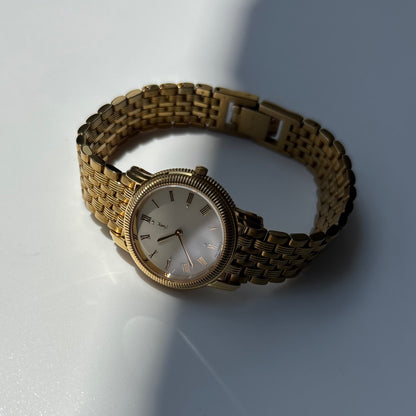 Yves Saint Laurent 1990s Round Dial Gold Plated Watch