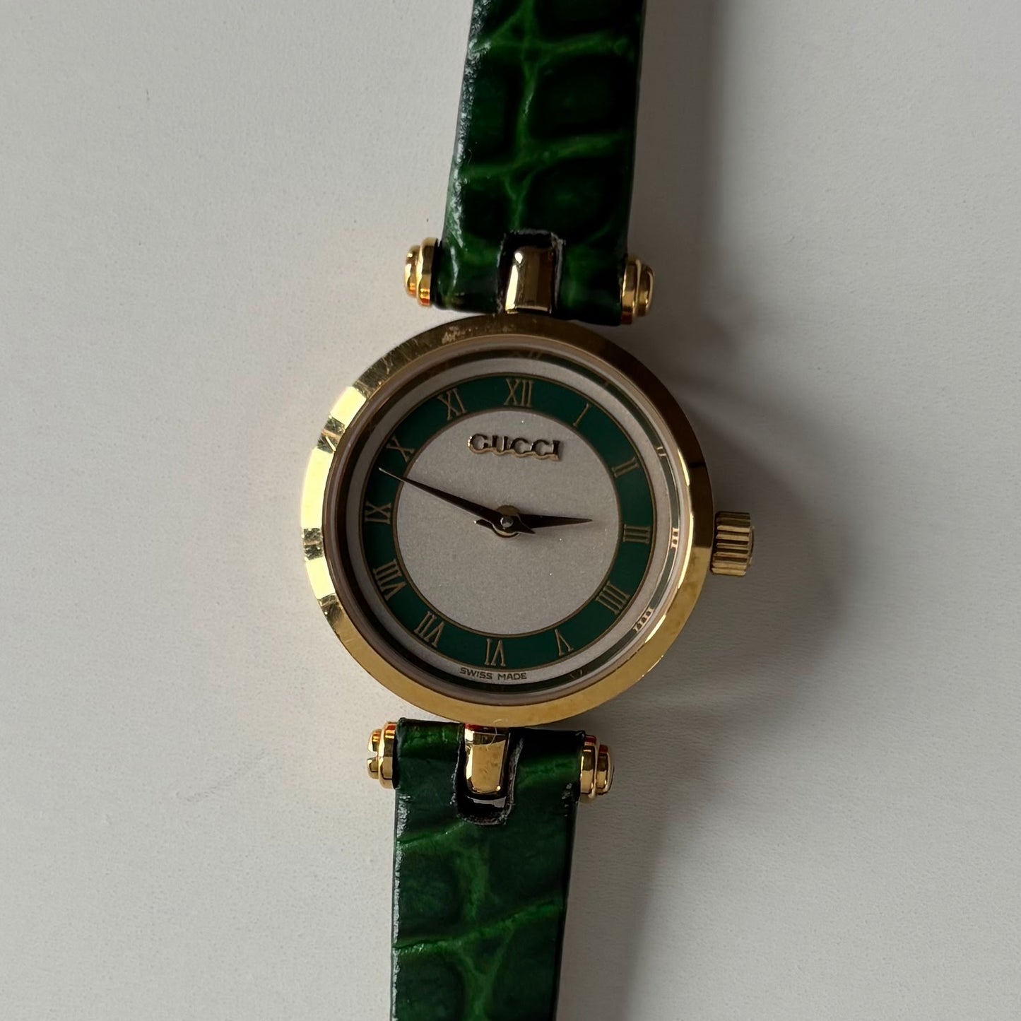 Gucci 1990s Green Dial Sherry Gold Plated Watch