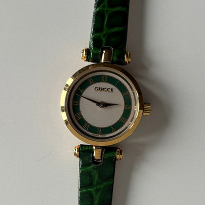 Gucci 1990s Green Dial Sherry Gold Plated Watch