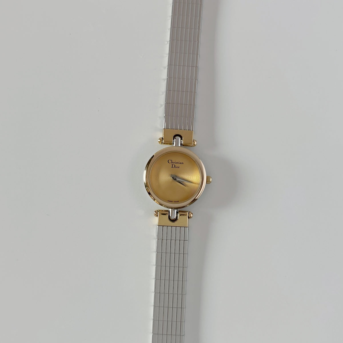 Dior 1990s Round Dial Gold Plated Two Tone Watch