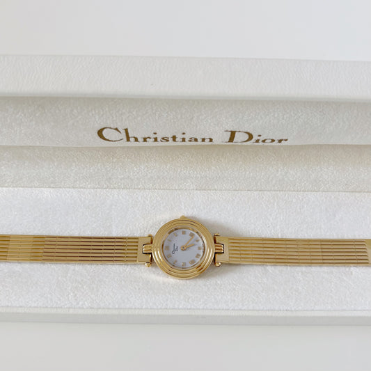 Dior 1990s Round Dial Gold Plated Watch