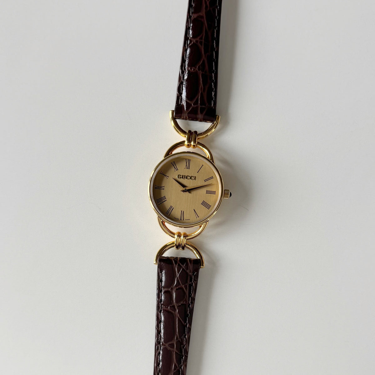 Gucci 1990s Gold Dial Horsebit Gold-Plated Watch