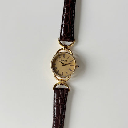 Gucci 1990s Gold Dial Horsebit Gold-Plated Watch