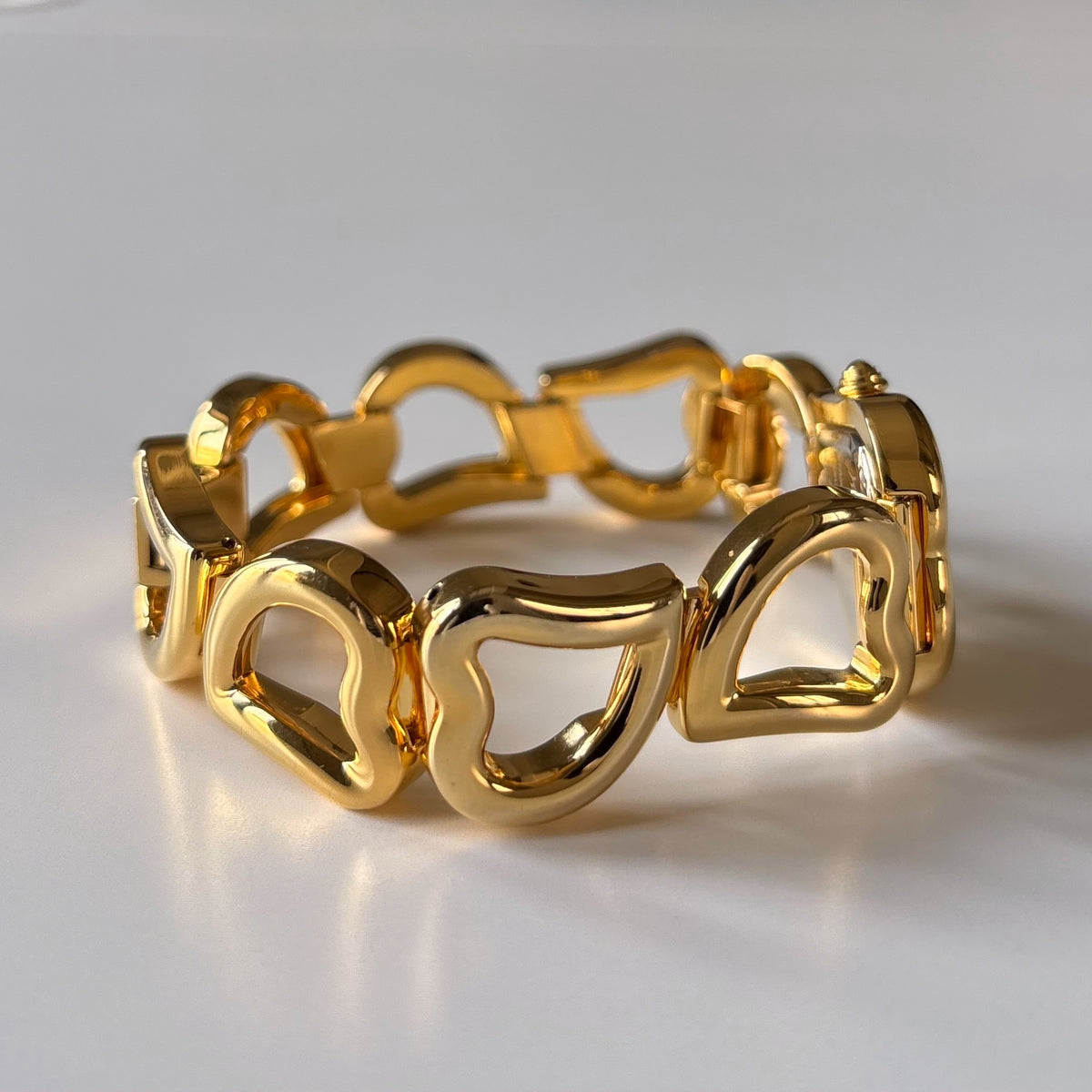 Yves Saint Laurent 1990s Heart  Dial Band Gold Plated Watch