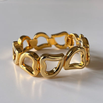 Yves Saint Laurent 1990s Heart  Dial Band Gold Plated Watch