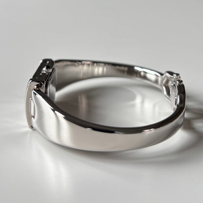 Yves Saint Laurent 1990s Black Dial Silver Bangle Watch