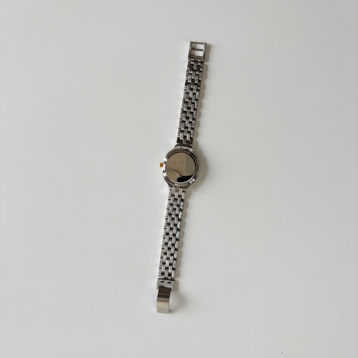 Dior 1990s Date Round Dial Gold Plated Two Tone Watch