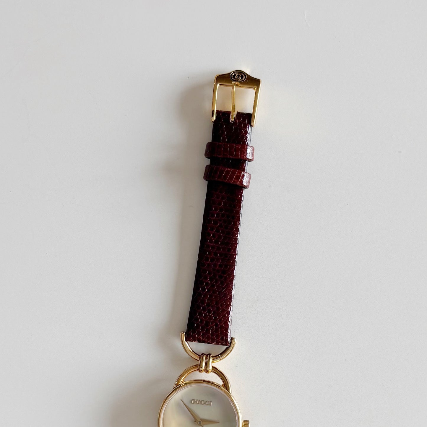 Gucci 1990s Seashell Dial Horsibit Gold Plated Watch