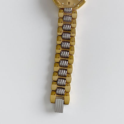 Dior 1990s Octagon Gold Plated Two Tone Watch