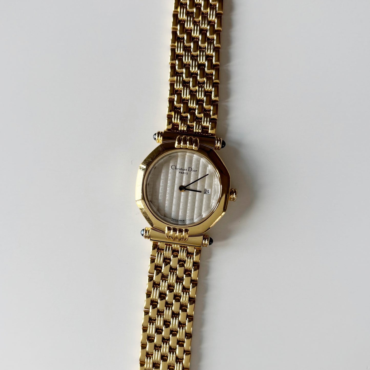 Dior 1990s CD Logo Octagon Gold Plated Watch