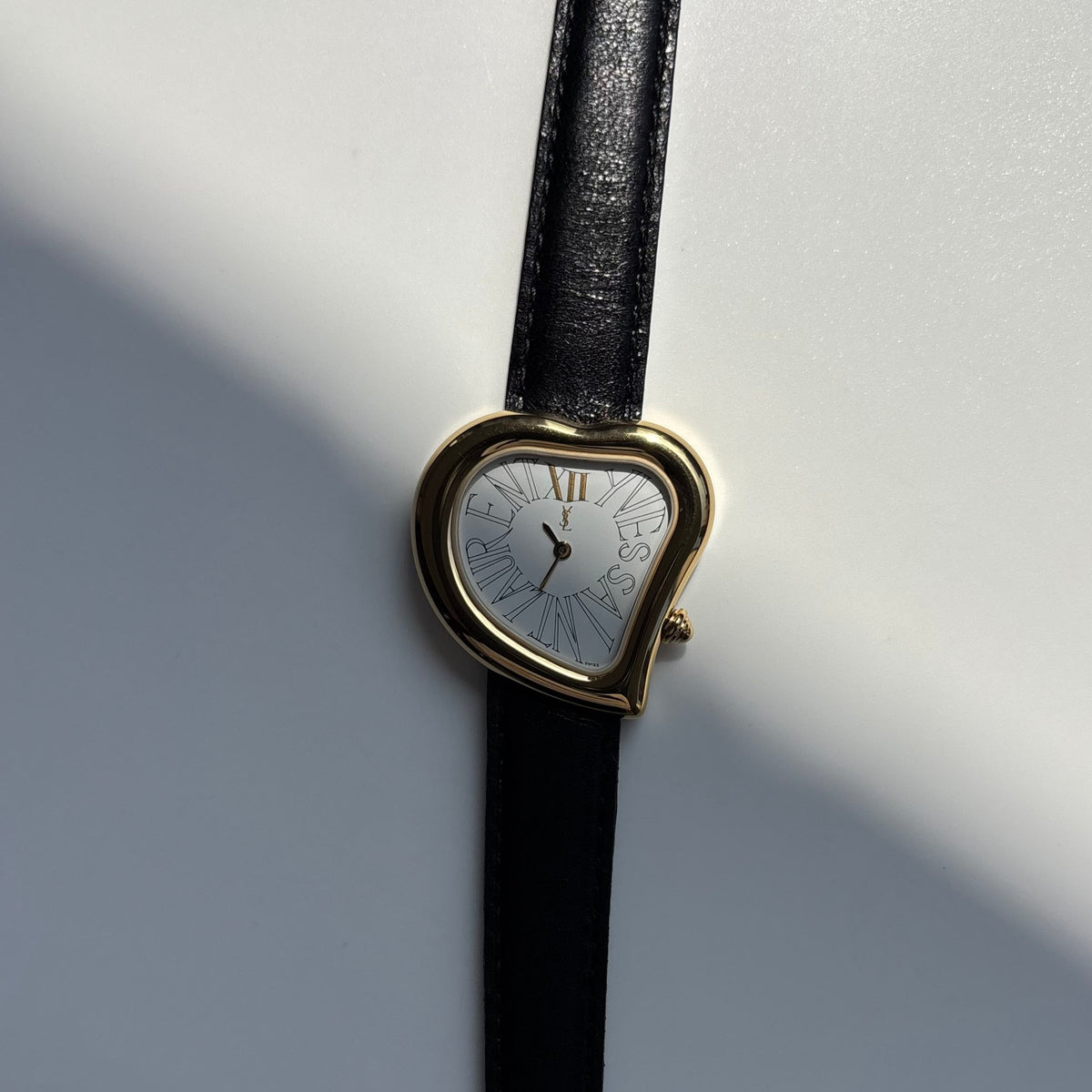 Yves Saint Laurent 1990s Heart Shaped Dial Gold Plated Watch