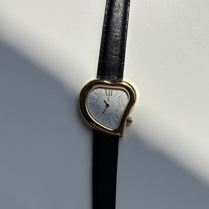 Yves Saint Laurent 1990s Heart Shaped Dial Gold Plated Watch