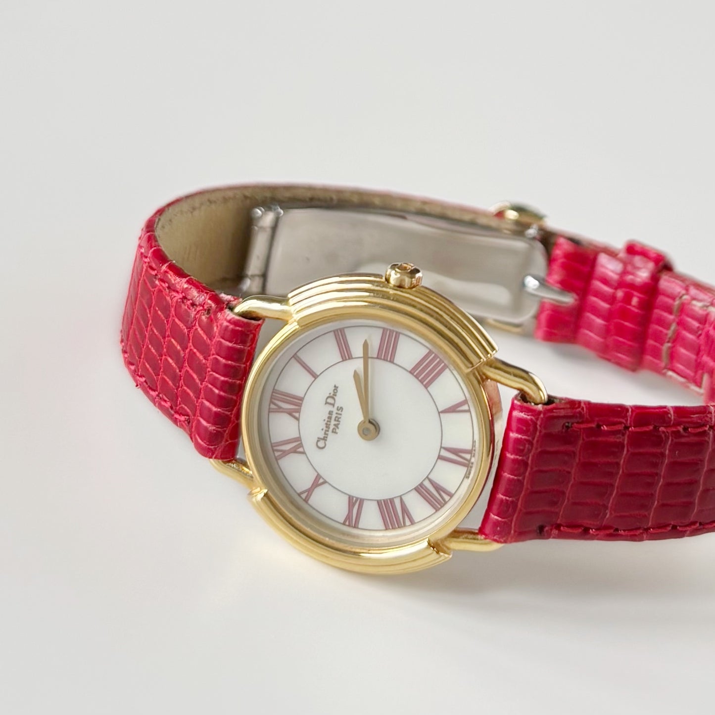 Dior 1990s Seashell Dial Gold Plated Watch