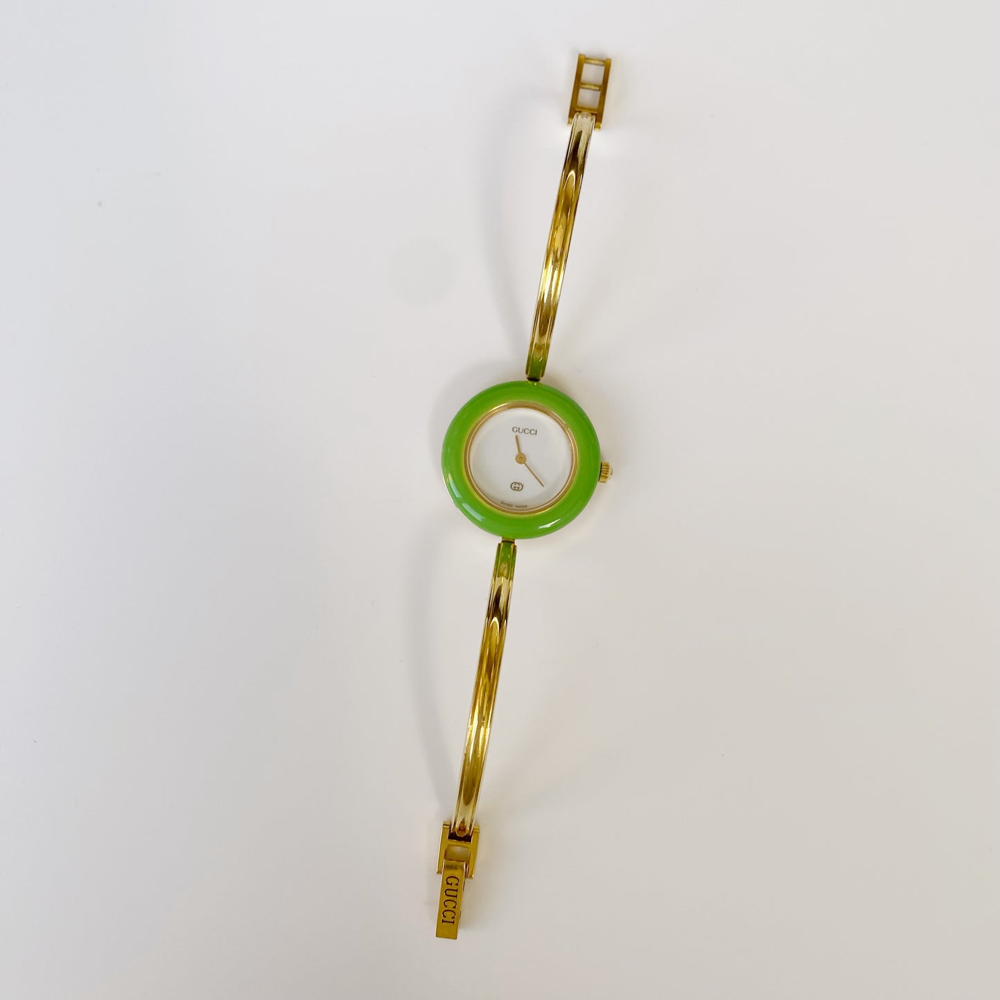 Gucci 1990s Interchangeable Gold Plated Bangle Watch with 12 bezels, case