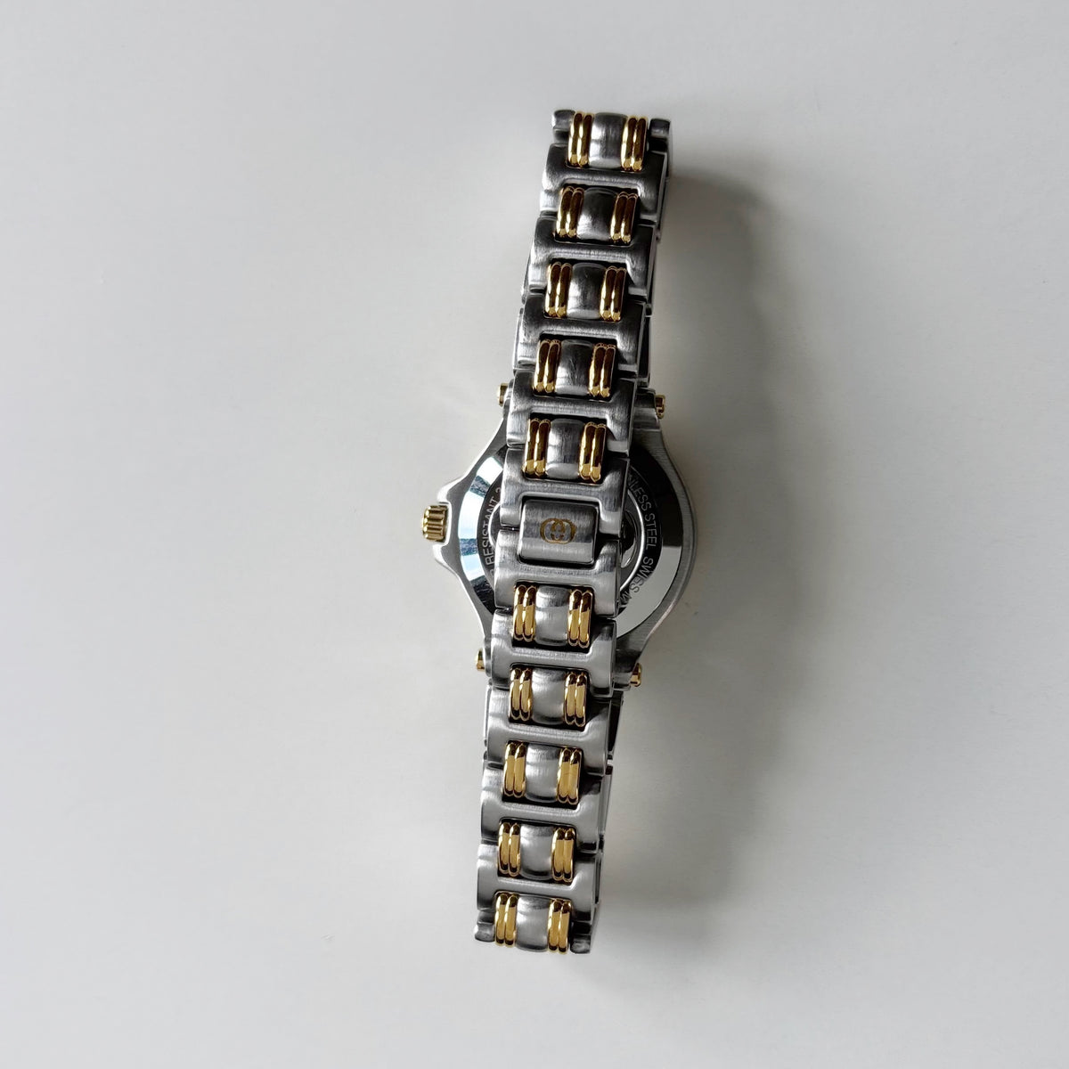 Gucci 1990s Date Round Dial Two Tone Gold Plated Watch