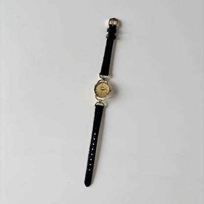 Gucci 1980s Round Dial Horsebit Gold Plated Watch
