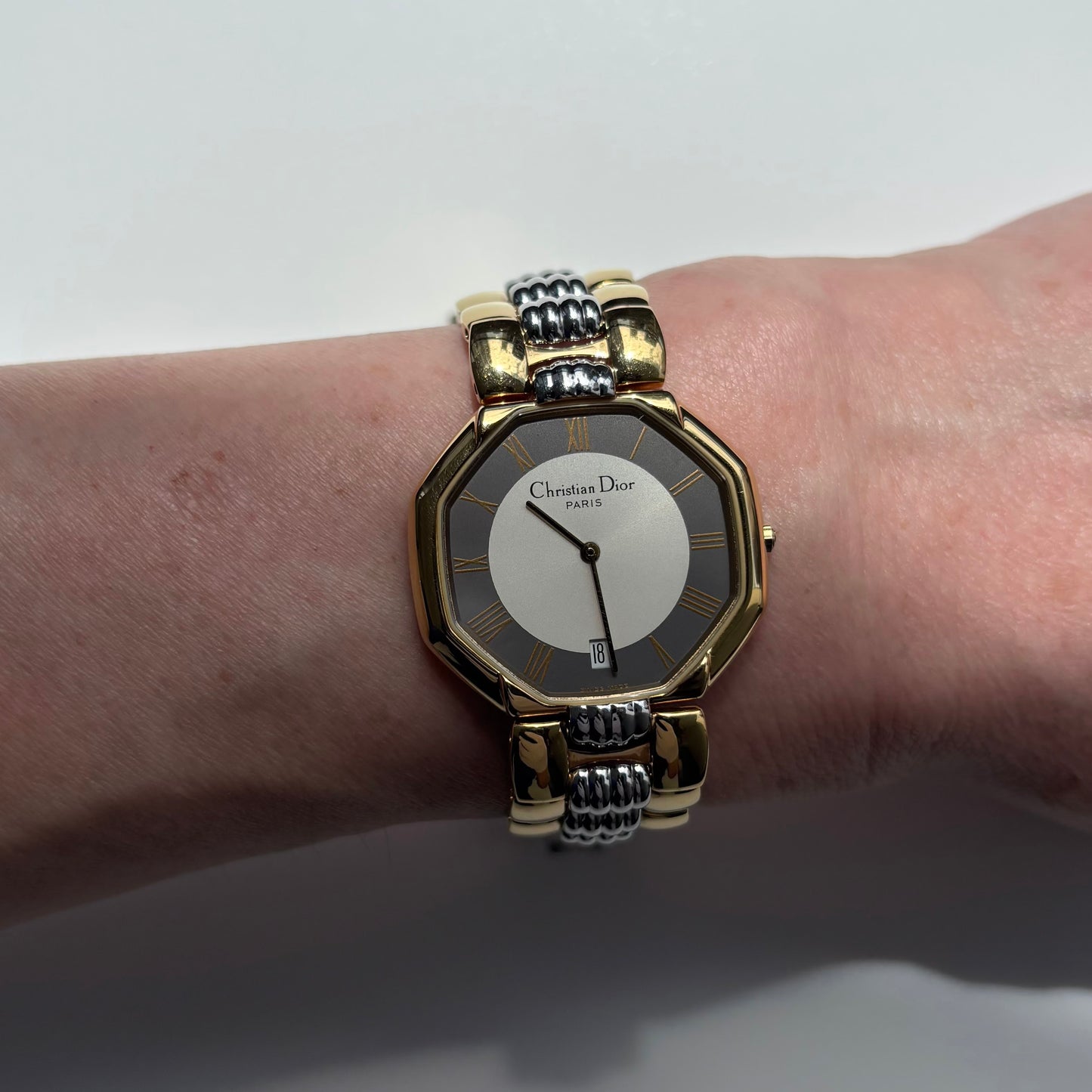 Dior 1990s Octagon Date Dial Two Tone Watch (Large) (5/31)