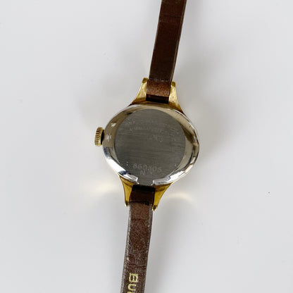 Dior x Bulova 1970s Hand-Winding Gold Plated Oval Leather Watch