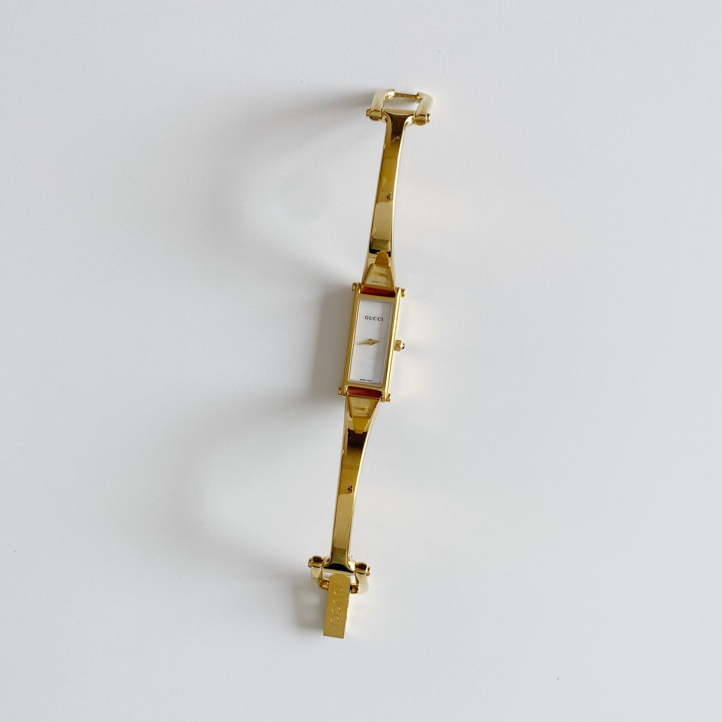 Gucci 1990s Seashell Dial Gold Plated Bangle Watch
