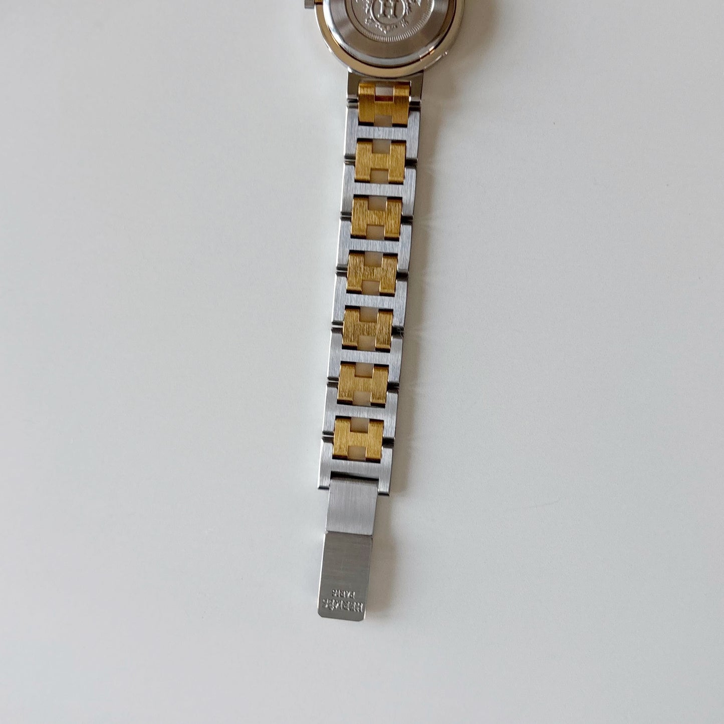 Hermes 1990s Clipper Round Dial Two Tone Gold Plated Watch