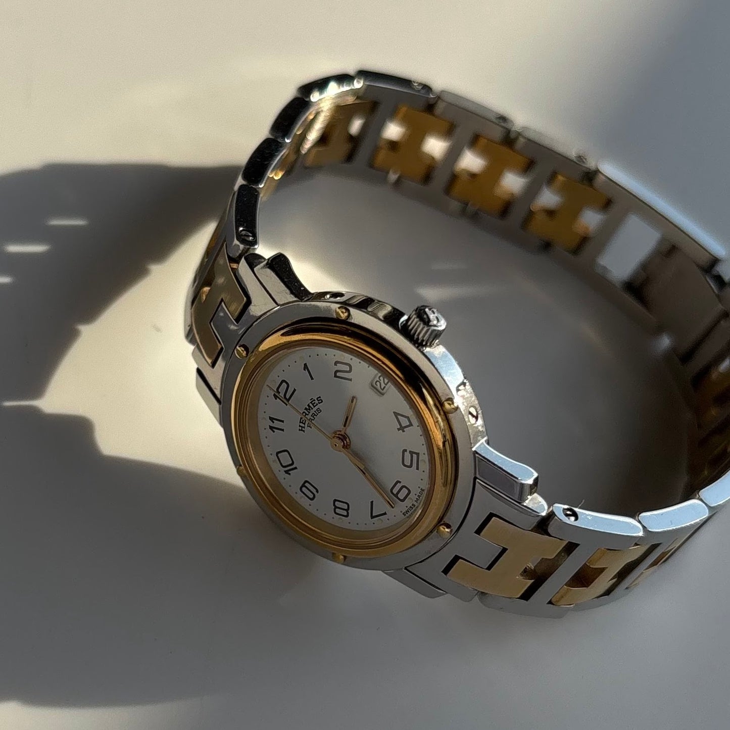 Hermes 1990s Clipper Two Tone Watch