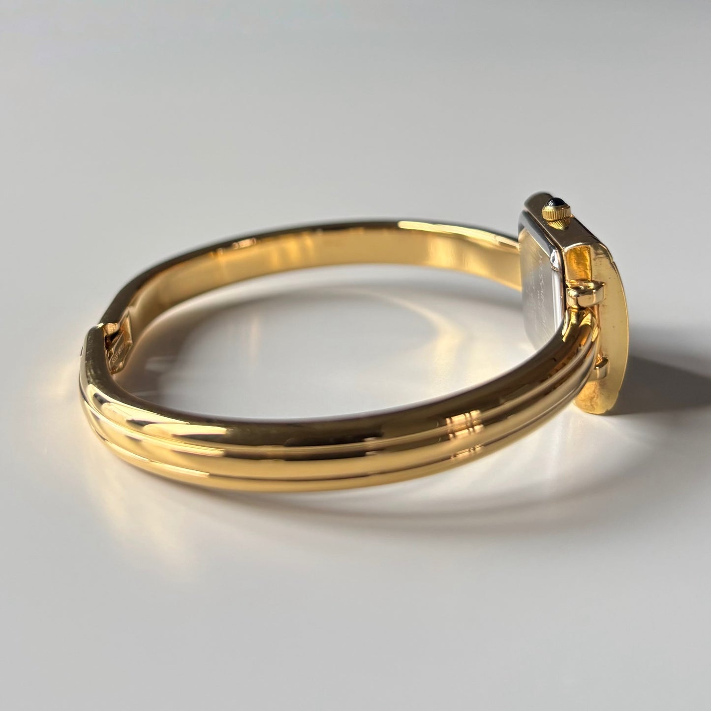 Yves Saint Laurent 1990s Green Dial Gold Plated Bangle Watch