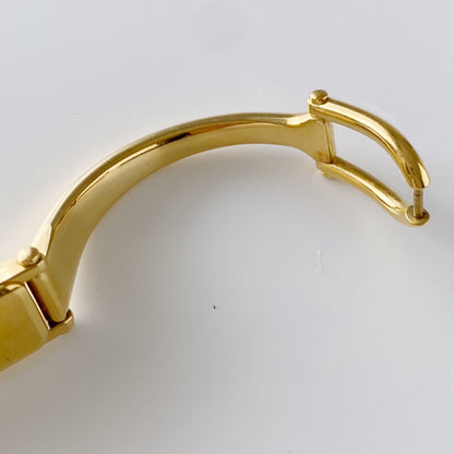 Gucci 1990s Gold Dial Gold Plated Bangle Watch